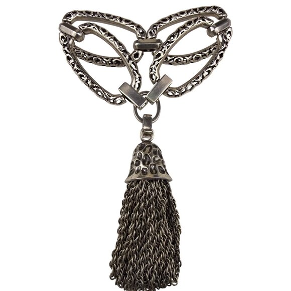 Kendra Scott Womens Silver Tone Metal Open Link Chain Tassel Bracelet - Picture 4 of 8